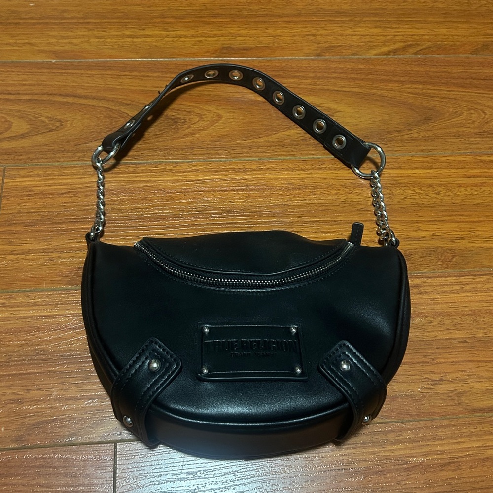 True Religion Black Shoulder Bag with Chain Strap